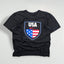 Maglietta vintage Nike USA Soccer Shield nera | Abbigliamento della squadra anni 2010