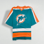 Maglietta vintage con grafica dei Miami Dolphins della NFL, verde acqua e arancione | Abbigliamento per tifosi anni 2000
